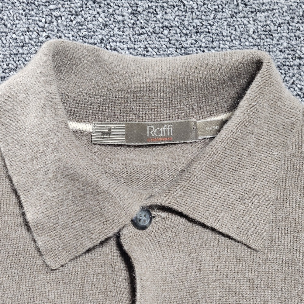 Raffi Cashmere Brown Buttoned Collared Polo Sweater Men's M 50 Luxury, Regency - Picture 2 of 10